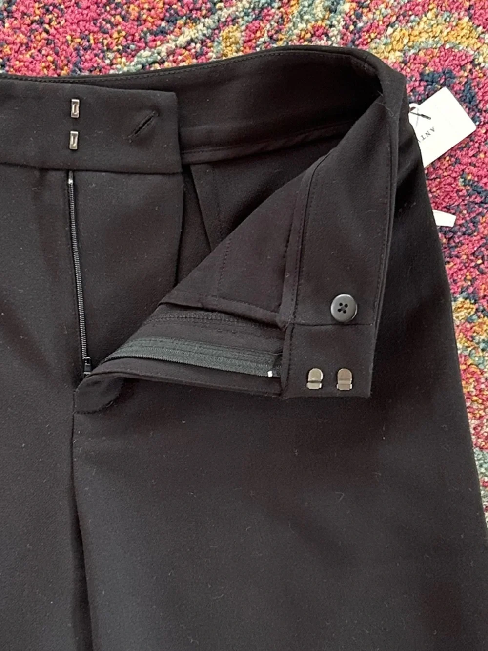 NWT Anthropologie | Women’s Black Crystal Crop High Rise Wide Leg Pants Size 2